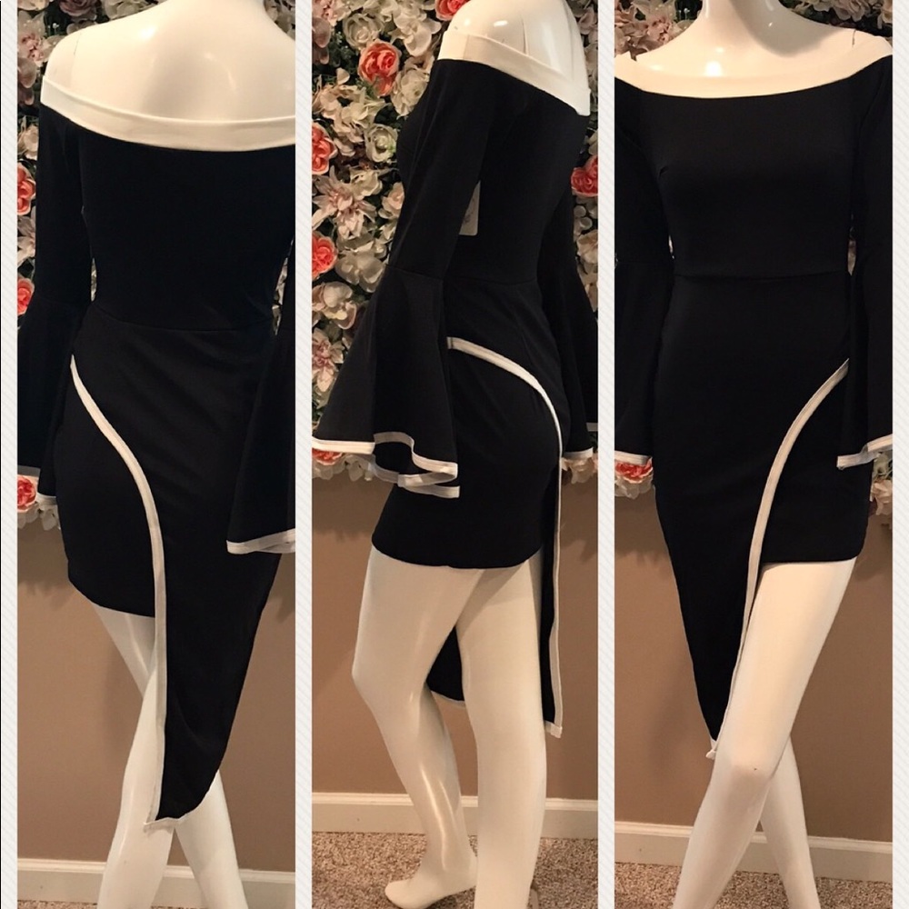 SALE!! Asymmetrical Black and White Cocktail Dress